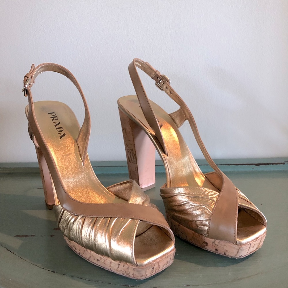 Prada gold sandals size 38